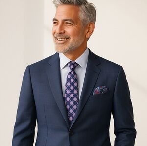 Ted Baker London Geometric Print Silk Woven Tie Navy Blue Orchid Pink - 60"